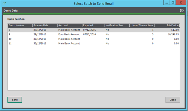 Send notification emails screen